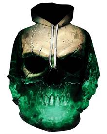 Rosegal 3D Skull Print Pocket Hoodie