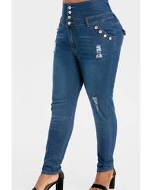 Rosegal Plus Size High Rise Skinny Ripped Jeans