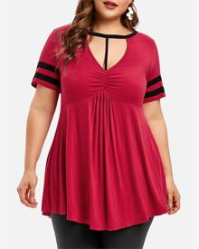 Rosegal Empire Waist Keyhole Neck Plus Size T-shirt