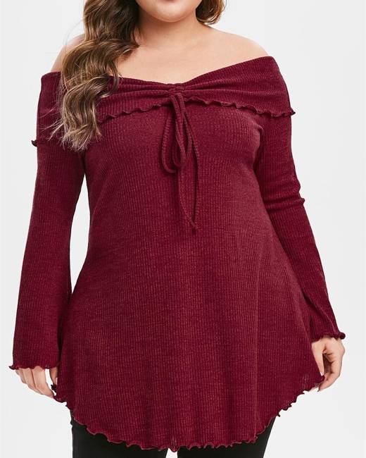 red off the shoulder sweatshirt