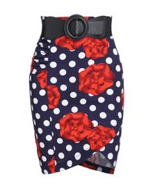 Rosegal Floral Polka Dot Print Belted Bodycon Skirt