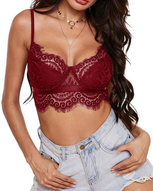Here's the Scoop Lace Strappy Bralette and Thong Set