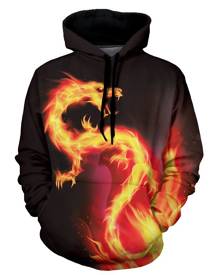 Rosegal Fire Dragon Graphic Front Pocket Casual Hoodie