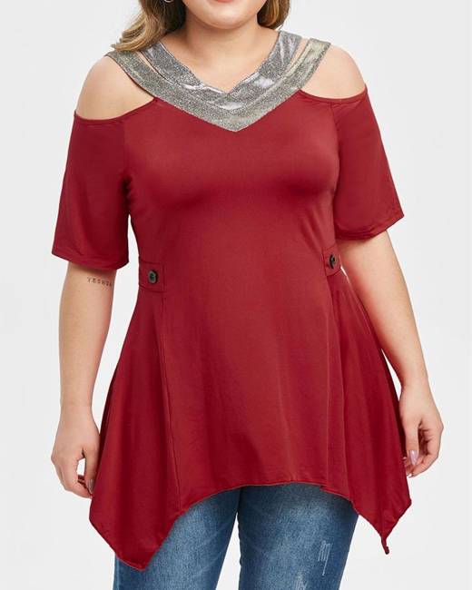 AOJIAN Blouse Women Long Sleeve T Shirt Off Shoulder Suspenders Patchwork Plus Size Tops AOJIAN Blouse Women Long Sleeve T Shirt Off Shoulder Suspenders Patchwork Plus Size Tops