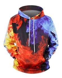 Rosegal Fire Graphic Front Pocket Drawstring Hoodie