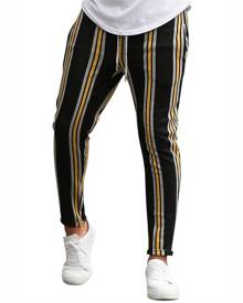 Rosegal Vertical Striped Drawstring Pencil Pants