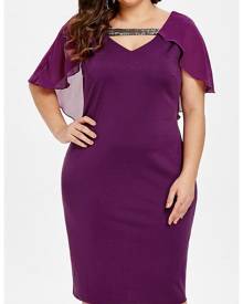 Rosegal Cut Out Plus Size Ruffle Trim Bodycon Dress