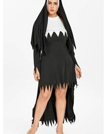 Rosegal Halloween Plus Size Nun Cosplay High Low Dress