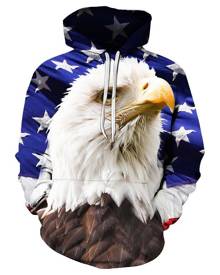 Rosegal Eagle Print Pouch Pocket Hoodie