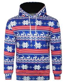 Rosegal Allover Snowflake Print Big Pocket Hoodie