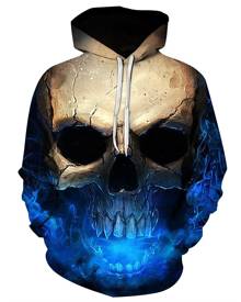 Rosegal 3D Skull Print Pocket Hoodie