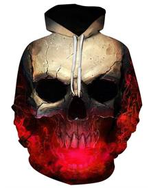 Rosegal 3D Skull Print Pocket Hoodie