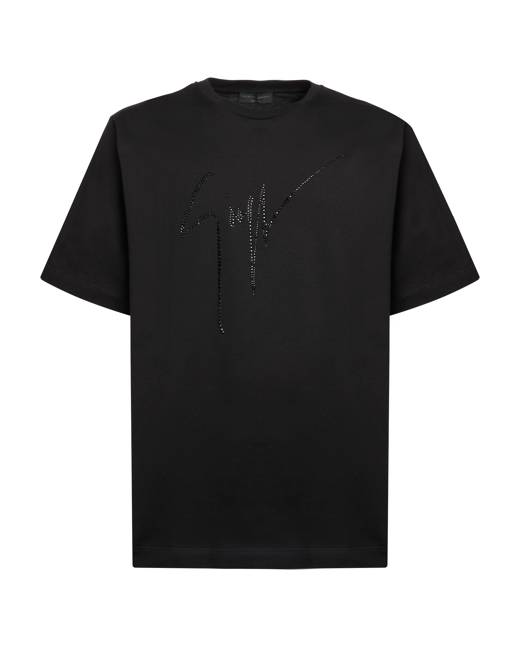 国内発送★GIUSEPPE ZANOTTI★ロゴプリントコットンTシャツ Giuseppe Zanotti logo-print T-shirt | Black | FARFETCH