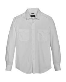 Awearness Kenneth Cole Men's Slim Fit Twill Military Sport Shirt White - Size: Large