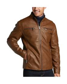 Awearness Kenneth Cole Big & Tall Men's Modern Fit Moto Jacket Camel Faux Leather - Size: XXL