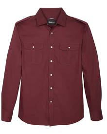Awearness Kenneth Cole Big & Tall Men's Slim Fit Military Sport Shirt Burgundy Red - Size: XXL