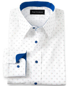 Non-iron Cotton Deco Print Dress Shirt With Contrast Trim Non-iron Cotton Deco Print Dress Shirt With Contrast Trim