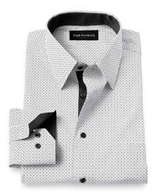 Non-iron Cotton Deco Print Dress Shirt With Contrast Trim Non-iron Cotton Deco Print Dress Shirt With Contrast Trim