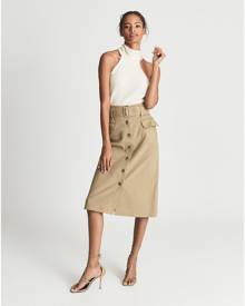 Reiss Carrie - Belted Midi Skirt in Camel, Womens, Size 0