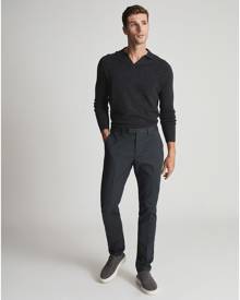 Reiss Swift - Wool Blend Open Collar Polo Shirt in Charcoal Melange, Mens, Size XS Reiss Swift - Wool Blend Open Collar Polo Shirt in Charcoal Melange, Mens, Size XS