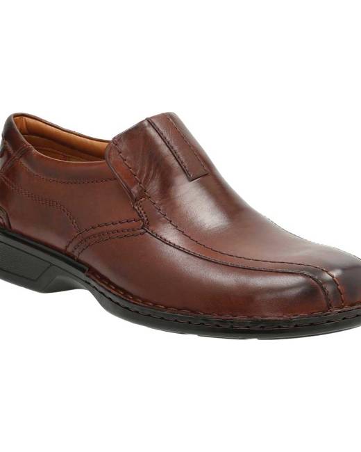 Clarks Mens Kyros Free Brown  Leather Slip On Sneakers Various Sizes 