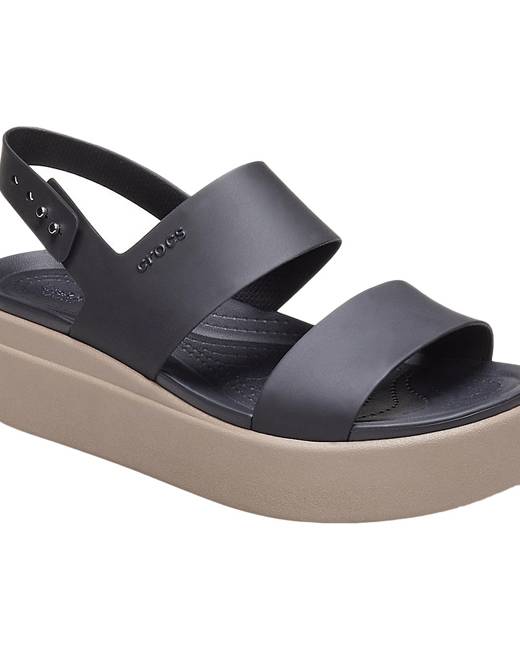 crocs leather wedges