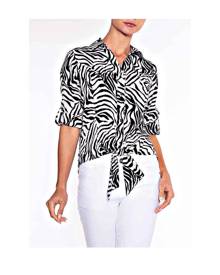 Lily Moss Zebra Tie Front Blouse