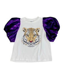 Queen Of Sparkles Poof Sleeve Tiger Tee