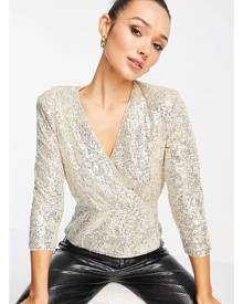 French Connection Eshka Sequin Wrap Top