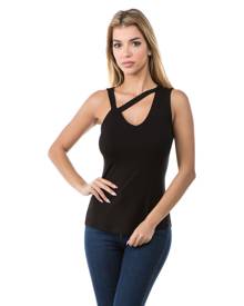 ASOS DESIGN sleeveless mesh top with seam detail in black - BLACK