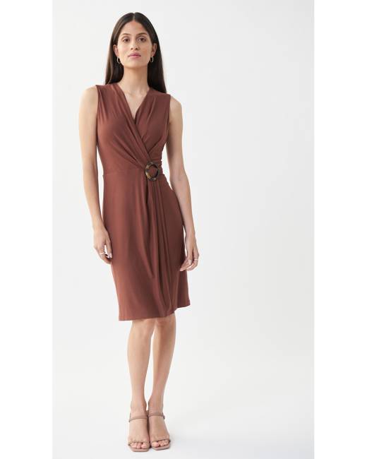 Wrap Satin Dress Brown