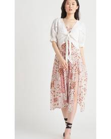 Dex EMBROIDERED TIE FRONT BLOUSE