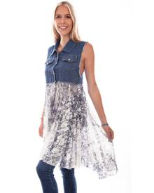 Scully Woman's Western Denim Lace Vest