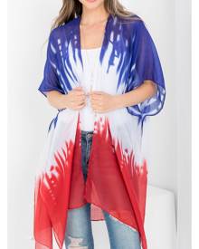 Riah Fashion Tie Dye American Flag Kimono