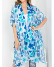 Riah Fashion Floral Print Open Front Kimono