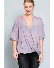 AAKAA SHORT SLEEVE SURPLICE TOP