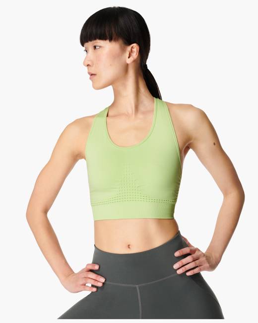 The North Face Training Midline logo medium support sport bra in green