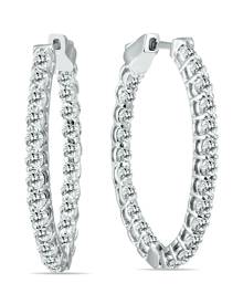 3 Carat TW Oval Diamond Hoop Earrings with Push Button Locks in 14K White Gold 3 Carat TW Oval Diamond Hoop Earrings with Push Button Locks in 14K White Gold