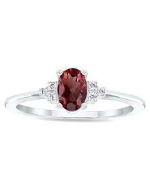 Szul Women's Garnet and Diamond Half Moon Ring in 10K White Gold Szul Women's Garnet and Diamond Half Moon Ring in 10K White Gold