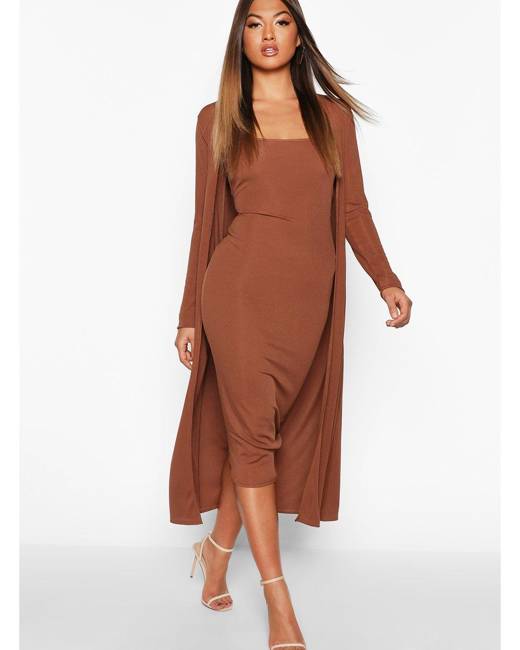 ASOS DESIGN sleeveless maxi dress with cut out front in brown