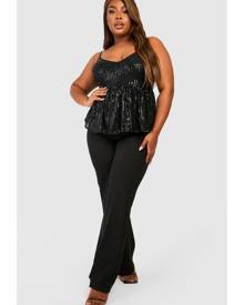 Boohoo Plus Sequin Peplum Cami Top - Black - 16