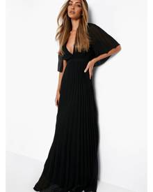 Boohoo Pleated Cape Detail Bridesmaid Maxi Dress - Black - 8