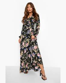 Floral Wrap Belted Maxi Dress