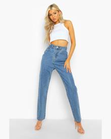 Boohoo Tall Basics Classic High Rise Mom Jeans - Blue - 8