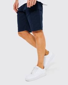 Boohoo Tall Fixed Waist Band Cargo Shorts - Navy - 30