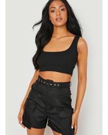 Boohoo Tall Belted Cargo Shorts - Black - 8