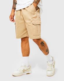 Boohoo Elastic Waist Cargo Shorts - Beige - XS