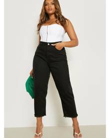 Boohoo Plus Cropped Mom Jeans - Black - 22