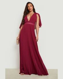 Boohoo Tall Pleated Cape Bridesmaid Maxi Dress - Red - 10