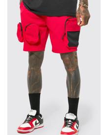 Regular Fit Technical Stretch Cargo Shorts - Red - XS